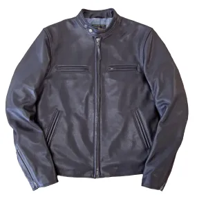 The Lodi - Dark Brown Banded Collar Moto Jacket