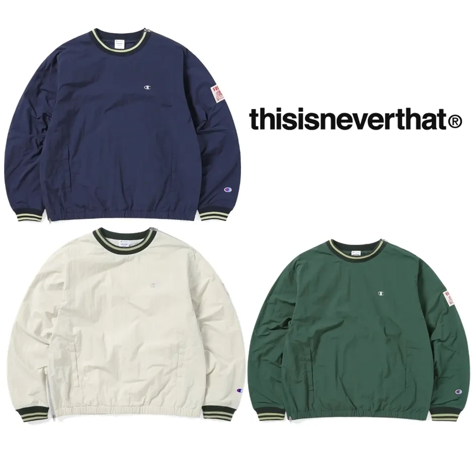 thisisneverthat  |Unisex Street Style Collaboration Plain Logo Sweatshirts