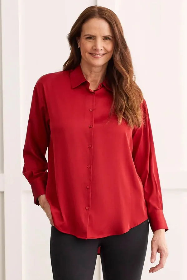 Tribal Flowy Satin Button-Up Shirt