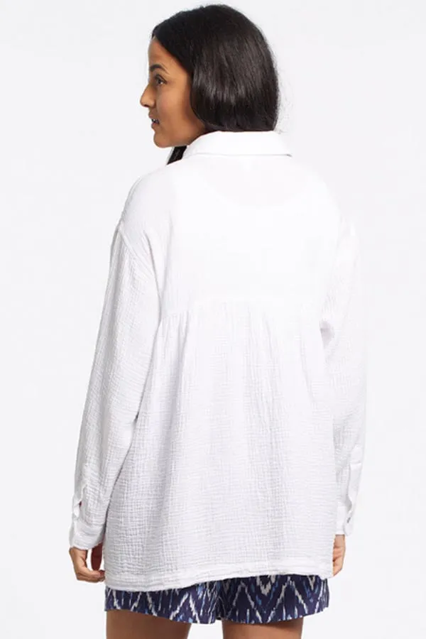 Tribal Pleated Oversized Button-Up