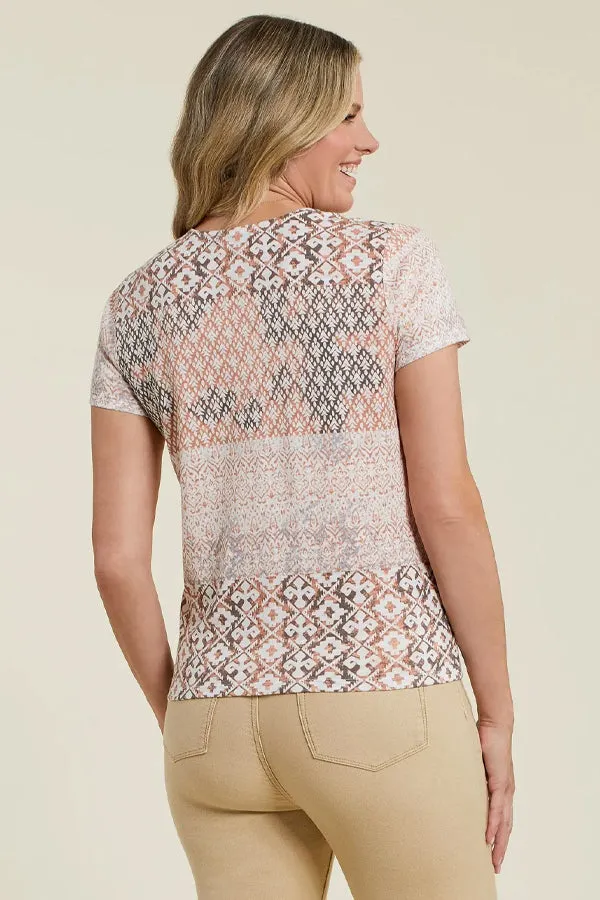 Tribal Printed Knot Hem Top