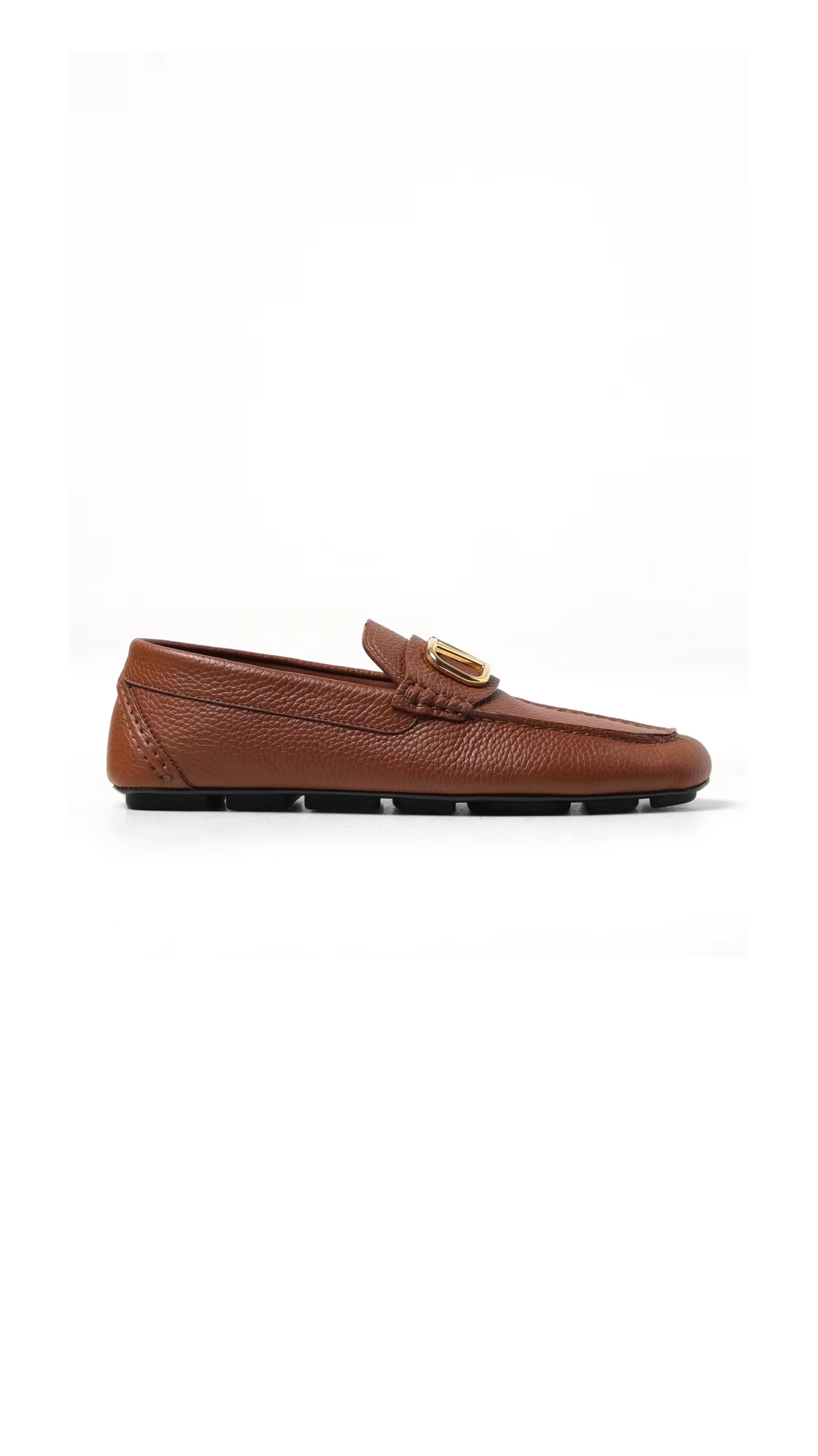 Vlogo Signature Grainy Calfskin Driving Shoe - Brown