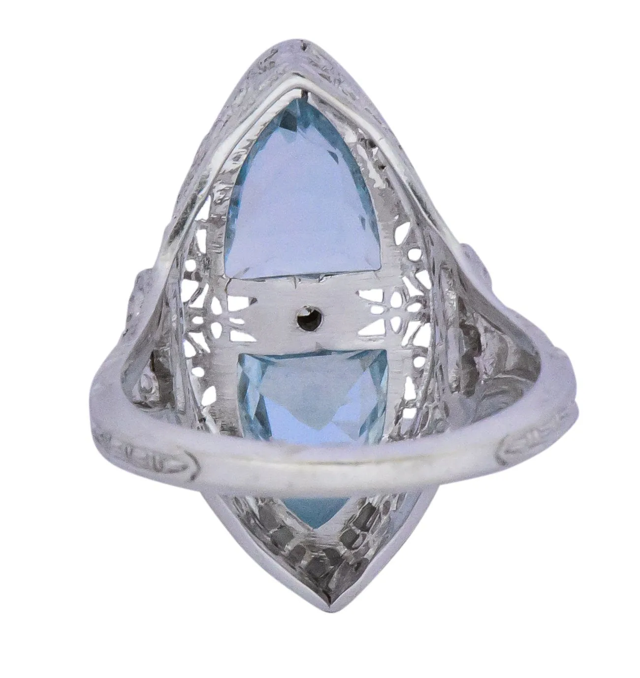 White & Co. Edwardian 4.05 CTW Aquamarine Diamond 14 Karat White Gold Ring