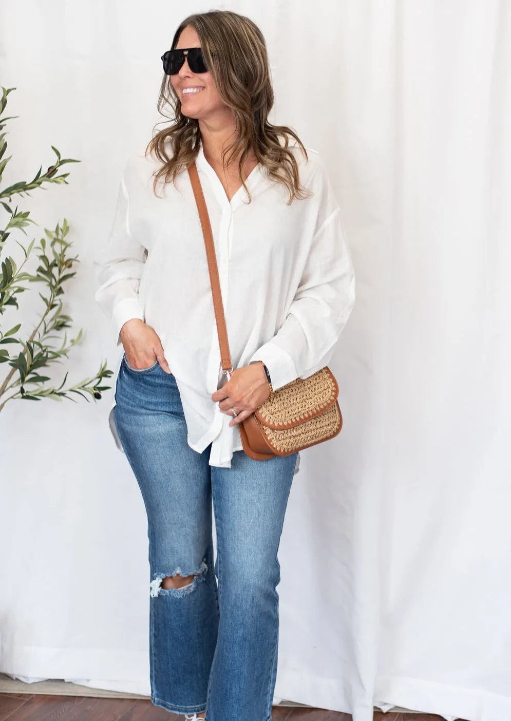 White Oversized Button Down Shirt