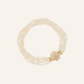 White Seed Pearl Multi-Strand Bracelet