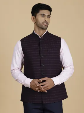 Wine Checked Regular Fit Modi Jacket | JadeBlue