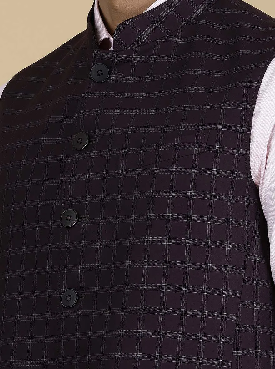 Wine Checked Regular Fit Modi Jacket | JadeBlue