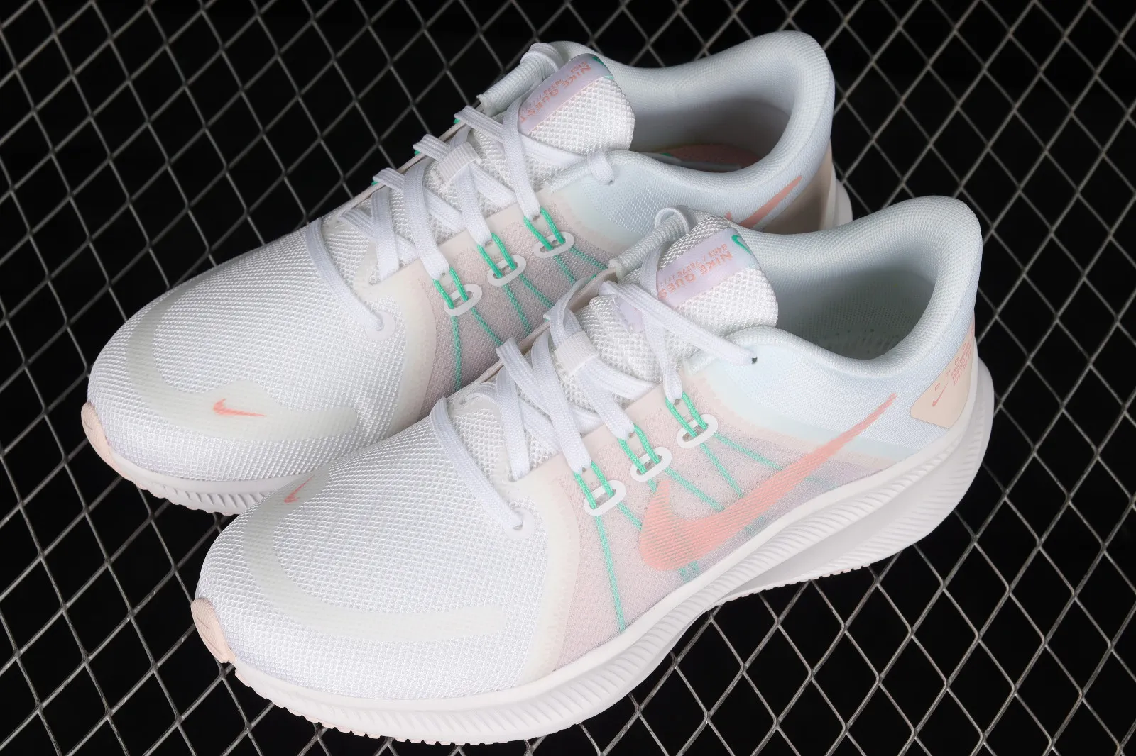 Womens Nike Quest 4 White Pink Green Shoes DA1106-105