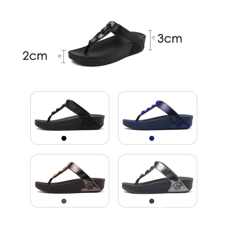 Women's Summer Black Leisure Style Solid Pattern Flat Flip-Flop Slippers