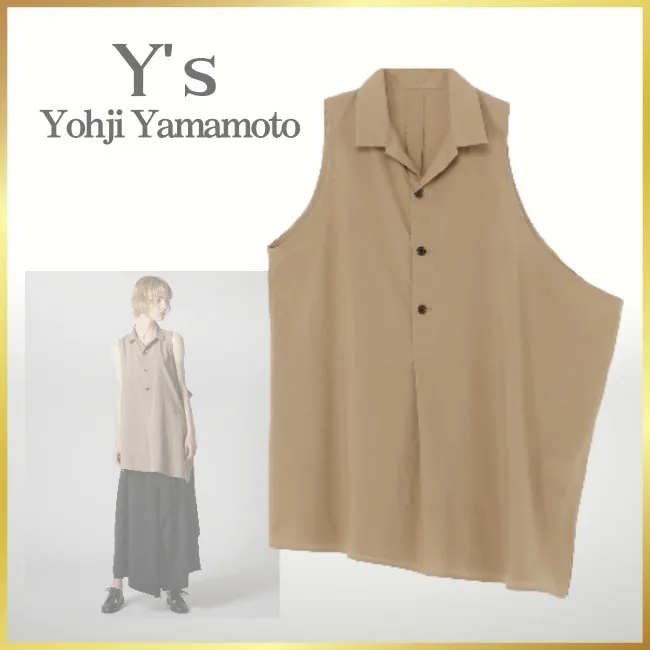 Yohji Yamamoto  |Casual Style Sleeveless Street Style Plain Cotton